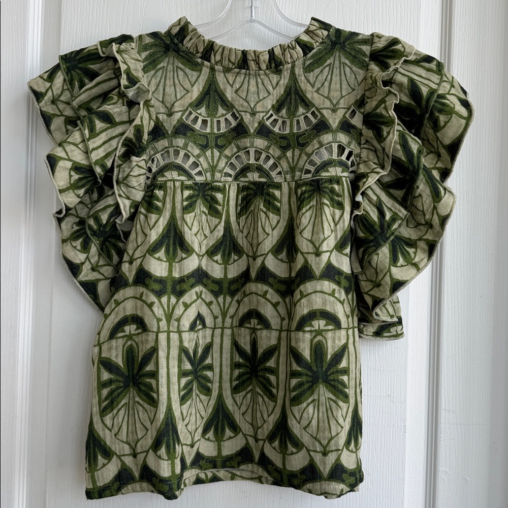 Green Patterned Women's Top